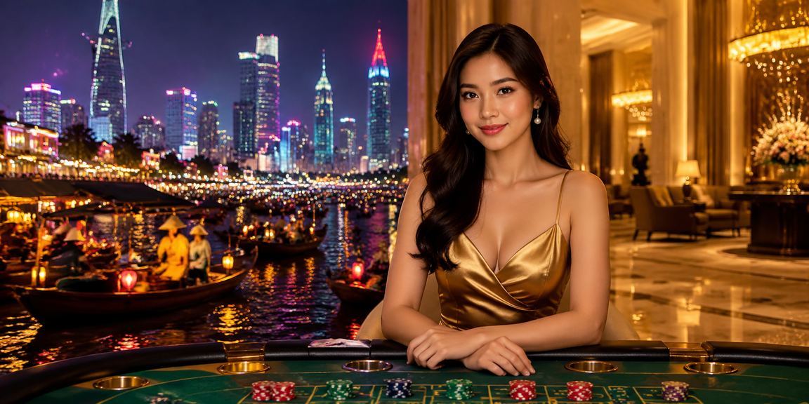 Bàn bài baccarat với ánh sáng neon tại Hồ Chí Minh