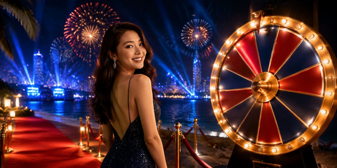 Bàn roulette tại bãi biển Vũng Tàu đầy ánh sáng buổi tối